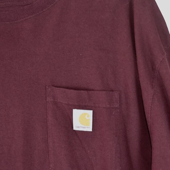 Carhartt 4XLT Burgundy Pocket Tee Workwear Long Sleeve Loose Fit - Picture 3 of 6